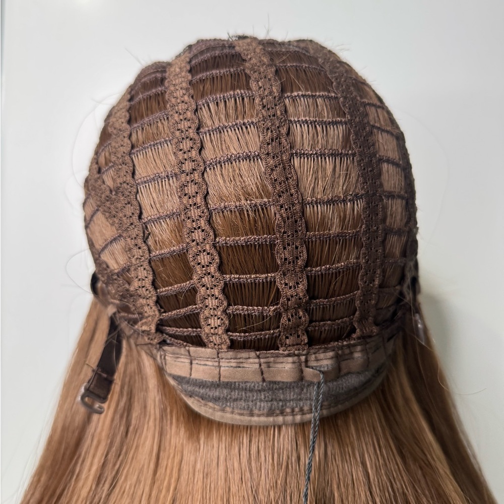 Long Chestnut Brown Synthetic Wig – Natural Brown, Curtain Bangs, Classic wig - Picture 3 of 11